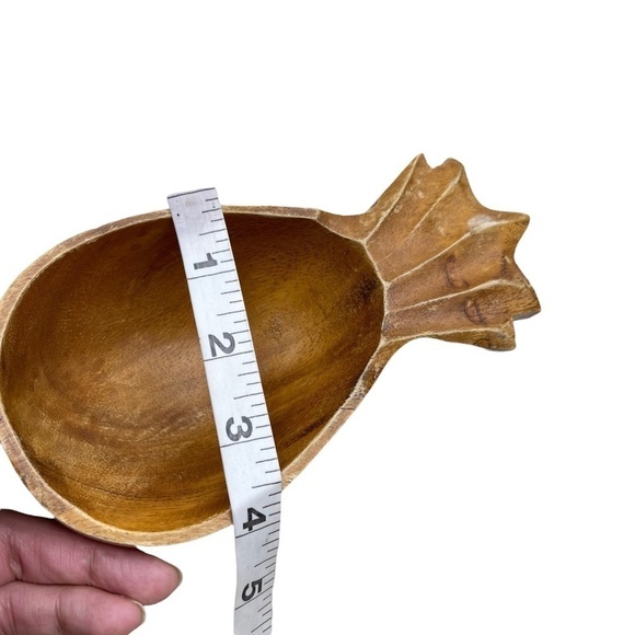 Monkey Pod Wood Serving Snack Bowl Set Carved Pineapple Vintage Tiki Decor - Picture 10 of 12